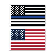 2 Pack Police Thin Blue Line and U.S. American Flag 12x18 inch Boat w/ Grommets  picture