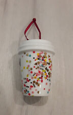 Starbucks 2015 Holiday Miniature Confetti & White To-Go Coffee Tea Cup Ornament picture