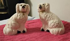 Antique Pair Of Shaffordshire Ware Porcelain Dogs 8 1/4- 8 1/2 Inches Tall picture