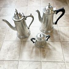 Vintage Stieff Pewter Tea Pot, Coffee, Creamer Holder Pourer Set Of 3 picture