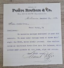 1895 Collection Notice: Jones Bros Front Royal VA from Pearre Bros Baltimore MD picture