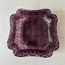 Vintage Daisy And Buttons Purple Amethyst Glass MCM Ashtray Trinket Dish picture
