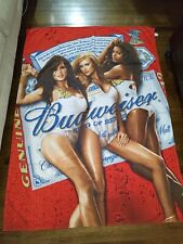 HUGE Vtg 90s Budweiser Beer Bud Girls Beach Babes Pool Beach Towel Blanke 50X68 picture