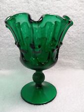 Vintage Stelvia Glass Blenko Wayne Husted Emerald Green Ruffled Top Nice  picture