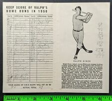 Vintage 1950 Ralph Kiner Baseball Homerun Score Card picture