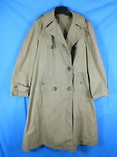 UNKNOWN ERA Vintage ARMY TRENCH COAT Optional Hood GREEN/KHAKI Double-Breasted picture