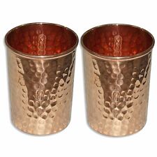 New Copper Hammered Water Cup Tumbler Set of-2 Indian Handmade Health Yoga  picture
