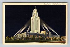 Lincoln NE-Nebraska, State Capitol At Night, Antique Vintage Souvenir Postcard picture