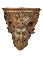 Heavy Antique Vintage Satyr Pan Faunus Head Wall Mythological Corbel Shelf Rare picture