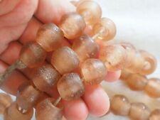 Vintage Old Translucent peach Barrel Asia Ethnic Tribal Glass Beads Strand picture