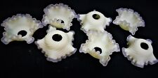 7 Opalescent Glass Light-green Yellow Fluted Scalloped Chandelier Bobeches picture