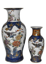Pr Vintage Chinese Cloisonne Enamel Vases Hand Painted/Decorated Porcelain Vases picture