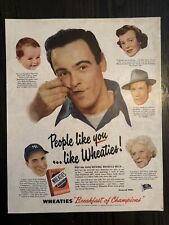 WHEATIES PHIL RIZZUTO CEREAL NEW YORK YANKEES GENERAL MILLS VTG PRINT AD 1950 picture