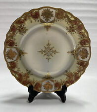 Antique Heavy Gilt Moriage 9” Plate with Medallion Unmarked Beautiful picture