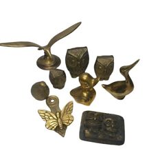 Vintage Brass  Figurines Miniatures Lot, Owls, Duck, Butterfly +++ picture
