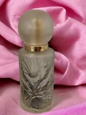 Antique Frosted Crystal Perfume Bottle With Floral Pattern Vintage Collectible picture