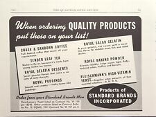 Standard Brands Inc Royal Fleischmann's Tender Leaf  Vintage Print Ad 1941 picture