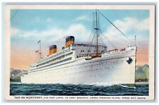 c1930's The Steamer Ship SS Monterey At Sea Matson Liner Vintage Postcard picture