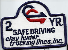 Clay Hyder Trucking lines, Inc. 2 year safe driving patch 3 X 4-1/4 inch #7446 picture