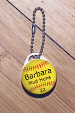 Softball Zipper Pull Bag Tag Personalized with Name, Number, Team colors picture