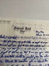 1958 Handwritten Letter 4 Pages On Imperial Hotel Tokyo Letterhead Paper picture