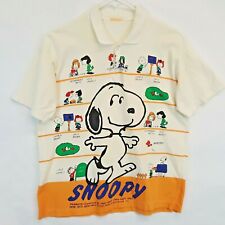 Vintage Snoopy Peanuts All Over 2 sided Polo Shirt Vtg 70s 80s Charlie Woodstock picture