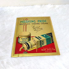 1930s Vintage Morning Pride Brushless Shaving Cream Adv Metal Sign Board TS384 picture