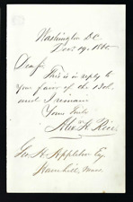 Alexander H. Rice signed letter dated 1860 32nd Governor of Massachusetts picture