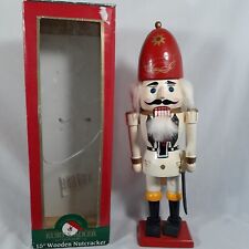Soldier Nutcracker Red White Gold Sword Wooden Christmas 15