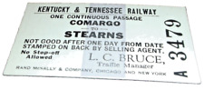 KENTUCKY & TENNESSEE RAILWAY TICKET STEARNS TO COMARGO picture