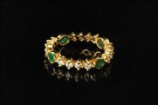 VINTAGE 1/3ct EMERALD 1/4ct DIAMOND 14K YELLOW GOLD BAND RING   GLM picture