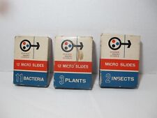 Vtg 3pc Cragstan Micro Slides Boxes Insects Plants Bacteria Science Award Scopes picture