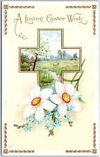 ANTIQUE ORNAMENTAL POSTCARD HAPPY EASTER GREETINGS (1910s - 1920s) Stock #K561 picture