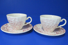 Vintage Australian Ceramic Teacups and Saucers English Countryside Scenery Pink picture