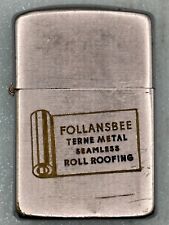 1950-1957 Follansbee Terne Metal Advertising Chrome Zippo Lighter picture