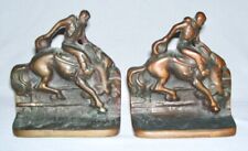 METALCRAFT ART PRODUCTS ~ Hand Wrought Solid Copper BRONC RIDER BOOKENDS~ LA, CA picture