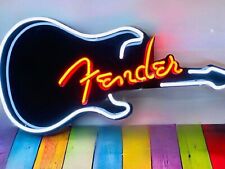 New Fender Guitar Store Open Neon Light Sign Lamp 24