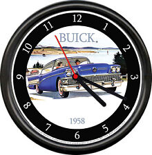 Licensed 1958 Buick 2 Door Sedan Vintage Blue General Motors Sign Wall Clock picture