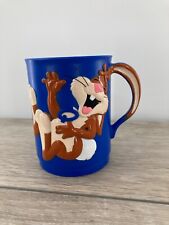 Vintage Nestle Quik Mug Rabbit Bunny Cartoon Character Cup Retro Plastic Blue 3d picture
