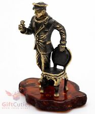 Brass Amber Figurine famous Russian con man Ostap Bender with a chair IronWork picture
