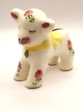 Vintage Sleepy Little Lamb Hand Painted with Flowers Ceramic Bank picture