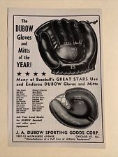 Dubow Gloves Mitts Eddie Stanky Gil Hodges Rush 1954 Baseball Publication 5X7 Ad picture