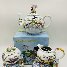 Set 3 Alice in Wonderland Tea Teapot Creamer Sugar Bowl W/ Lid Paul Cardew NIB picture