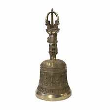 Handmade Silver Bronze Color Metal Tibetan Ritual Bell Display ws1833 picture