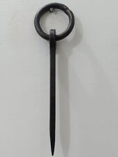 Antique Wrought Iron Tethering Ring on Pin Meat Beam Game Black Antique Hook picture
