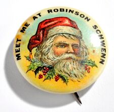 VTG. 1900's Metal Celluloid Santa Claus Christmas Pinback Button Hamilton, Ohio picture