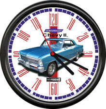 Licensed 1966 Chevy II Blue Muscle Car General Motors Retro Sign Wall Clock picture