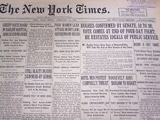 1930 FEBRUARY 14 NEW YORK TIMES - HUGHES CONFIRMED BY SENATE 52 TO 26 - NT 4959 picture