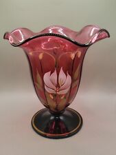 Fenton 2001 Connoisseur Collection Cranberry Spendor Numbered Large Vase Signed picture