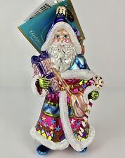 2005 Christopher Radko “With Yule In Mind” Colorful Candy cane Santa Christmas picture